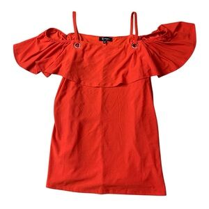 Lily Morgan Red Cold Shoulder Ruffle Top - Size Large
